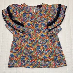 J.Crew Cotton Poplin Liberty Margaret Annie Floral Flutter Sleeve Top Size XS